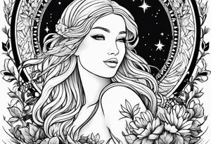 Virgo sign with nature tattoo idea