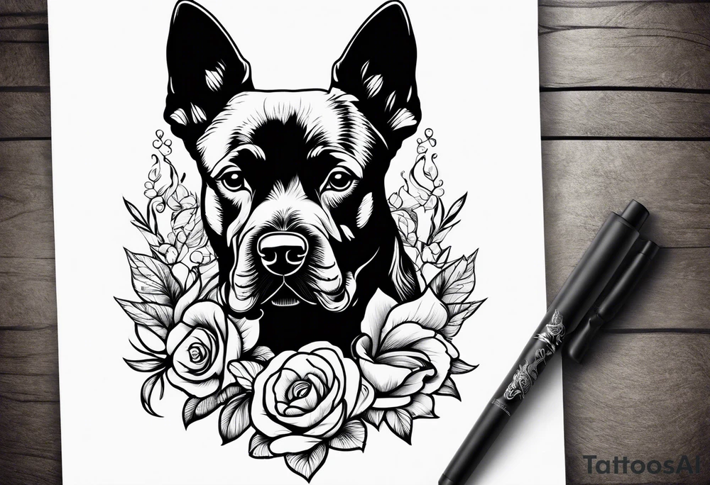 dog holding dick tattoo idea