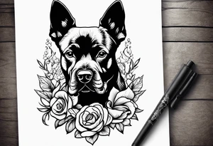 dog holding dick tattoo idea