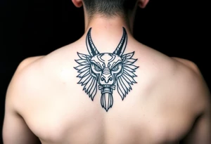 Angry muscle Egyptian Anubis god face tattoo idea