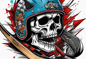 skate or die 
skull with hockey helmet
hockey stick
broken jaw tattoo idea