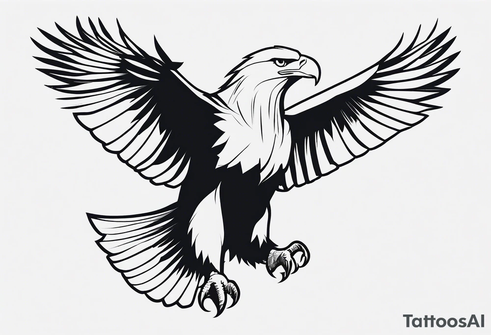 bald eagle with its wings spread, very simple line design, even less detail tattoo idea