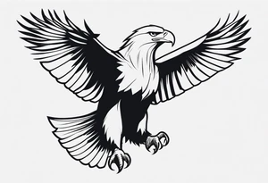 bald eagle with its wings spread, very simple line design, even less detail tattoo idea