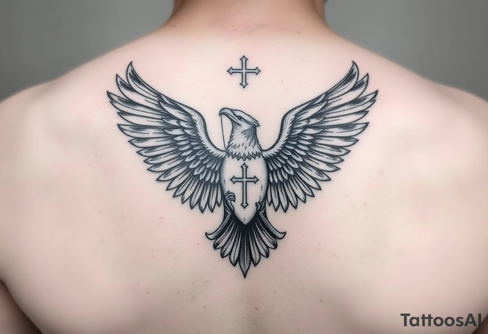 continue my tattoo with an eagle and a priest tattoo idea