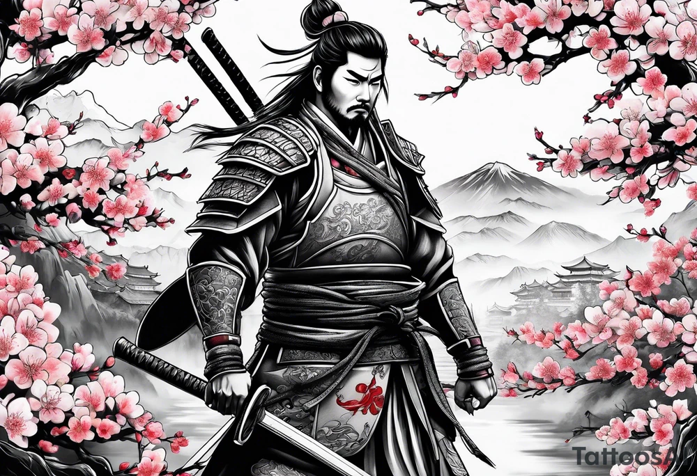 cherry blossom tree samurai tattoo tattoo idea