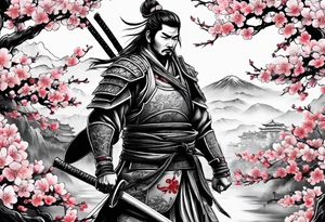 cherry blossom tree samurai tattoo tattoo idea