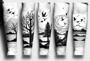 Forearm sleeve, incorporate Filipino markings, birds, trees, roses tattoo idea