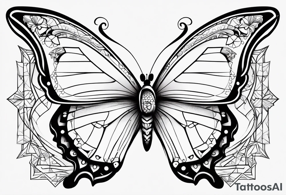 butterfly with the name Alike tattoo idea