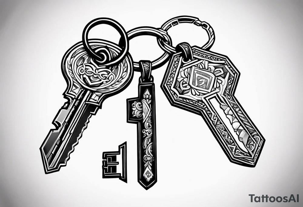 I just want one keychain with 3 keys tattoo idea