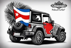 Puerto Rican tattoo with coqui wearing a Puerto Rican flag with the colors fading into black and white on the flag tattoo idea