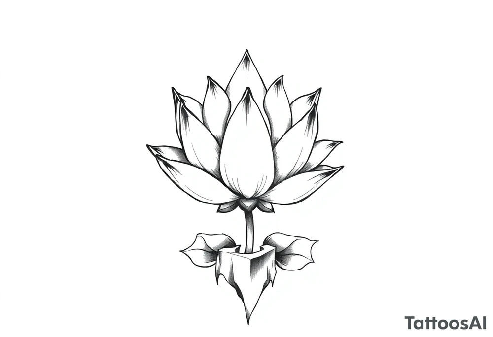 Lotus Flower Rising from Broken Concrete tattoo idea