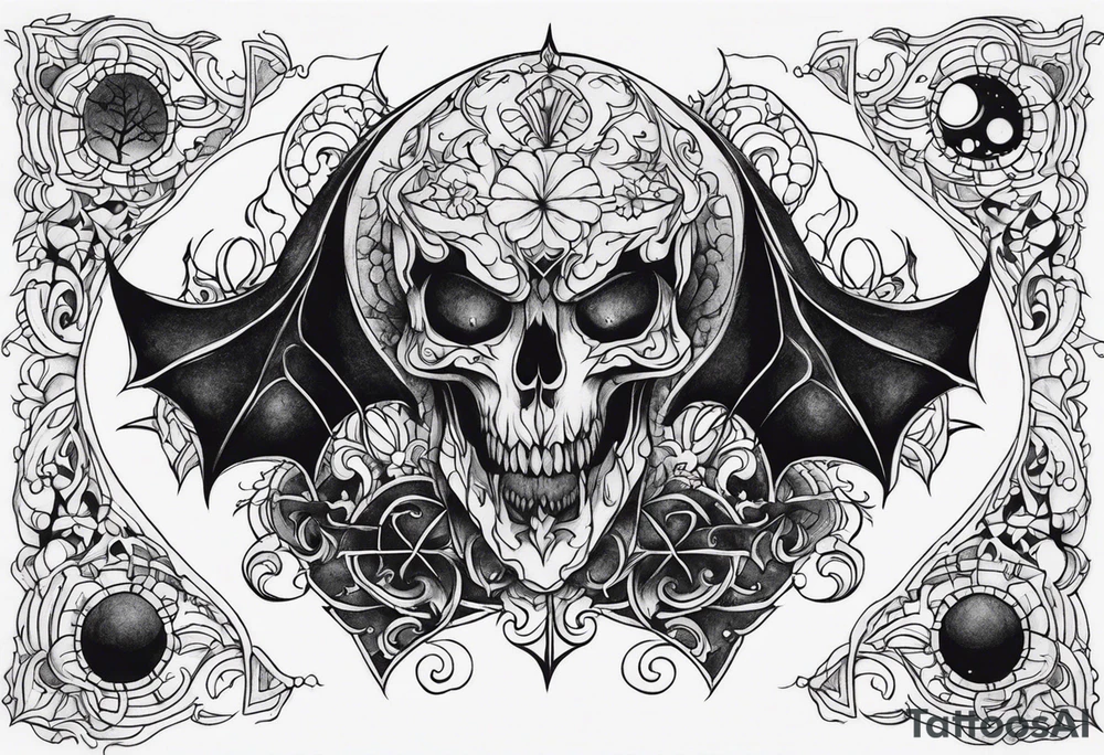 A dark fantasy spooky themed tattoo idea