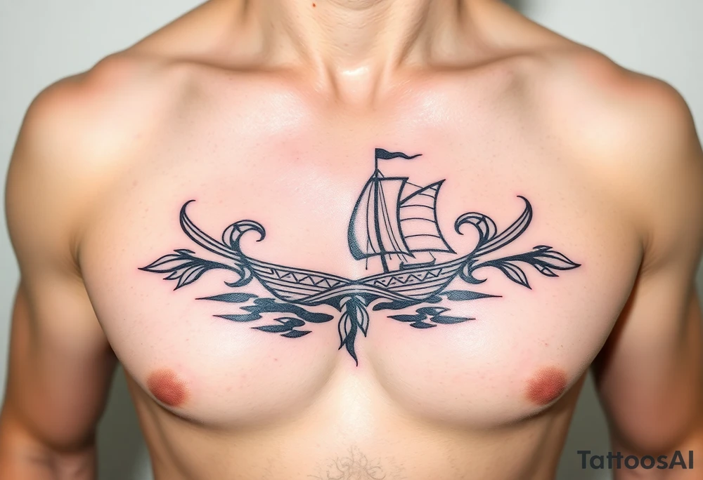 Polynesian tribal island boat tattoo tattoo idea