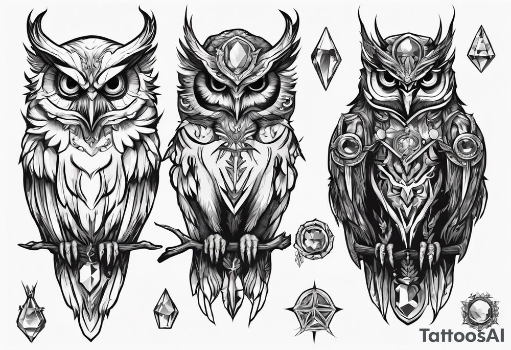 The Demon Owl Stolas, a Prince of Hell who is obsessed with gems, knowledge of astrology and poisonous plants. tattoo idea