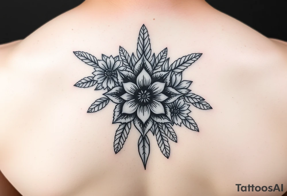 Indigenous floral 
Three 
Law of Attraction, 
Manifestation, 
gratitude tattoo idea