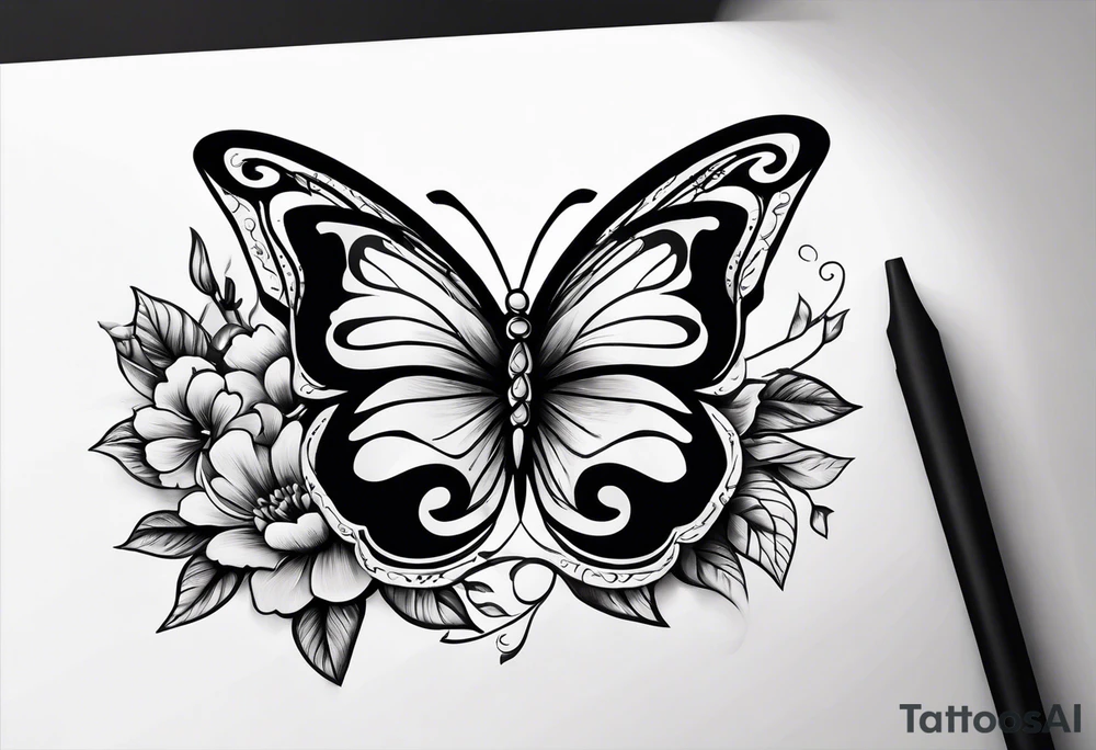 The letters RS with a small butterfly on the S tattoo idea