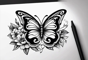 The letters RS with a small butterfly on the S tattoo idea