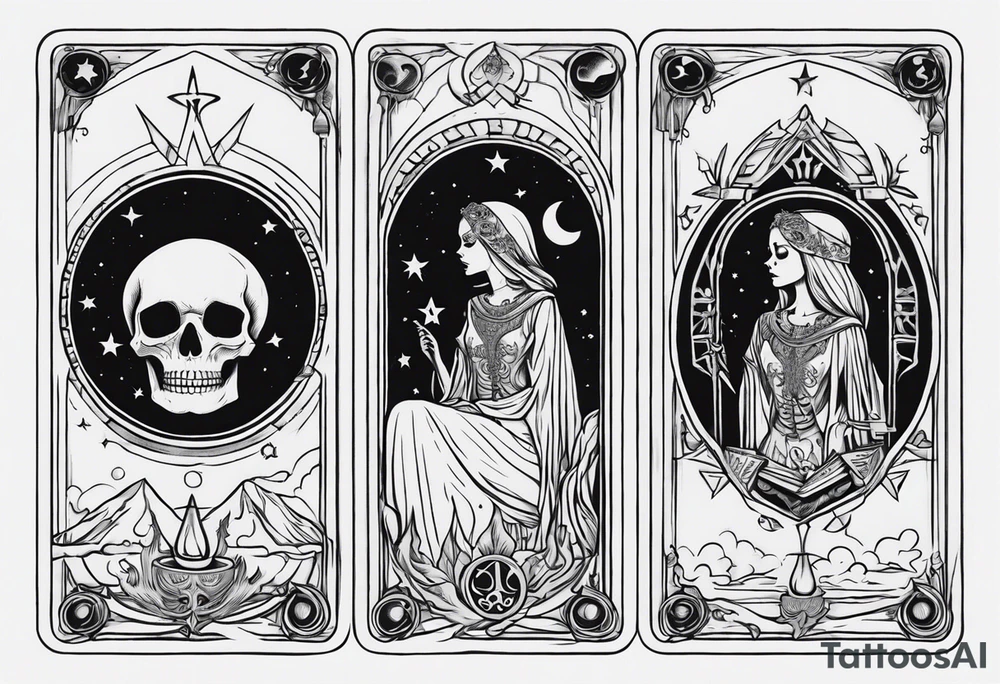 High priestess skeleton moon tarot card tattoo idea