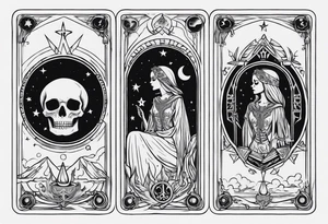 High priestess skeleton moon tarot card tattoo idea