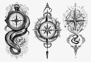 Compass tatoo with snake and gemini tattoo idea
