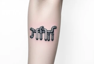 extremely detailed system of thin plumbing pipes with each pipe ending without a curved pipe tattoo idea