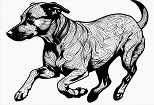 Outline of dashound running tattoo idea