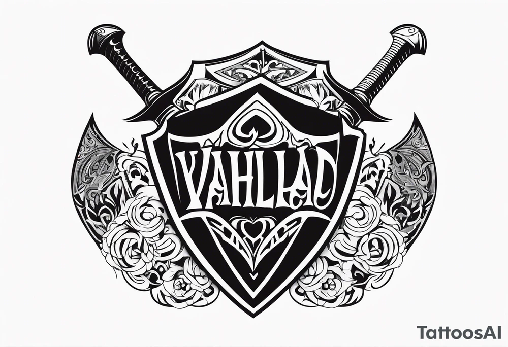 Valhalla sword shield axe armour tattoo idea