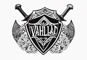 Valhalla sword shield axe armour tattoo idea