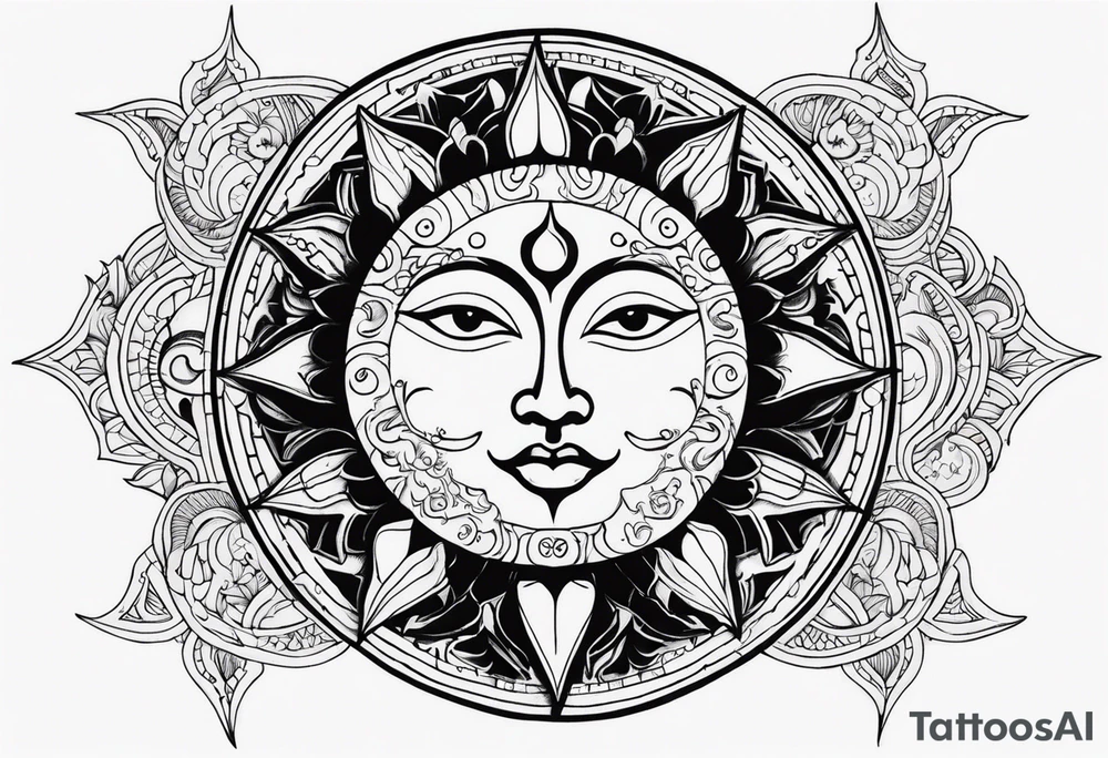 Sun and moon tattoo idea