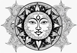 Sun and moon tattoo idea