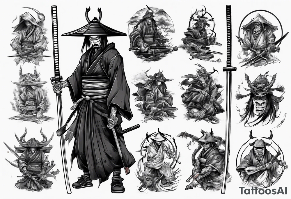 samurai who is also a grim reaper tattoo idea