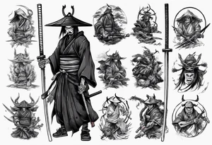 samurai who is also a grim reaper tattoo idea