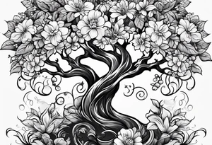 flowers tree tattoo idea