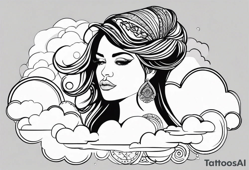 Inez with clouds in background tattoo idea
