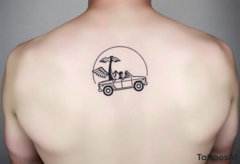Quiero tatuajes independientes en el brazo uno en el antebrazo muy sutil que ponga karma, otro en el tríceps que ponga hakuna matara con alguna imagen se aprovecha el momento, otro en el brazo donde consideres que sea un coche pasando a través de un arcoíris y conducido por un pato moderno tattoo idea