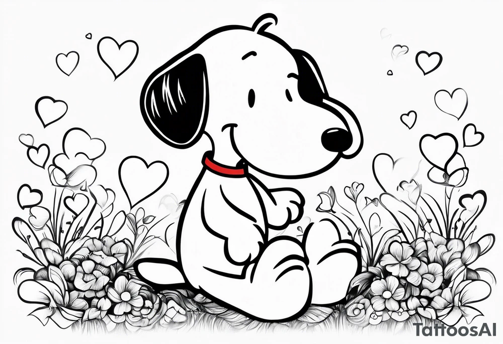 snoopy with a heart tattoo idea