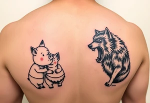 Three little pigs nursery rhyme with big bad wolf tattoo idea