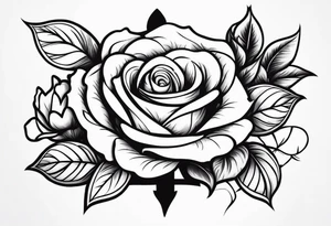 roses with a cross in the middle tattoo idea