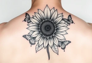 Sunflower with Shari an butterflies tattoo idea