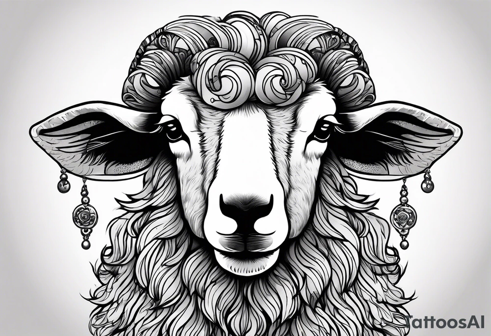 sheep with an earring tattoo idea