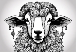 sheep with an earring tattoo idea