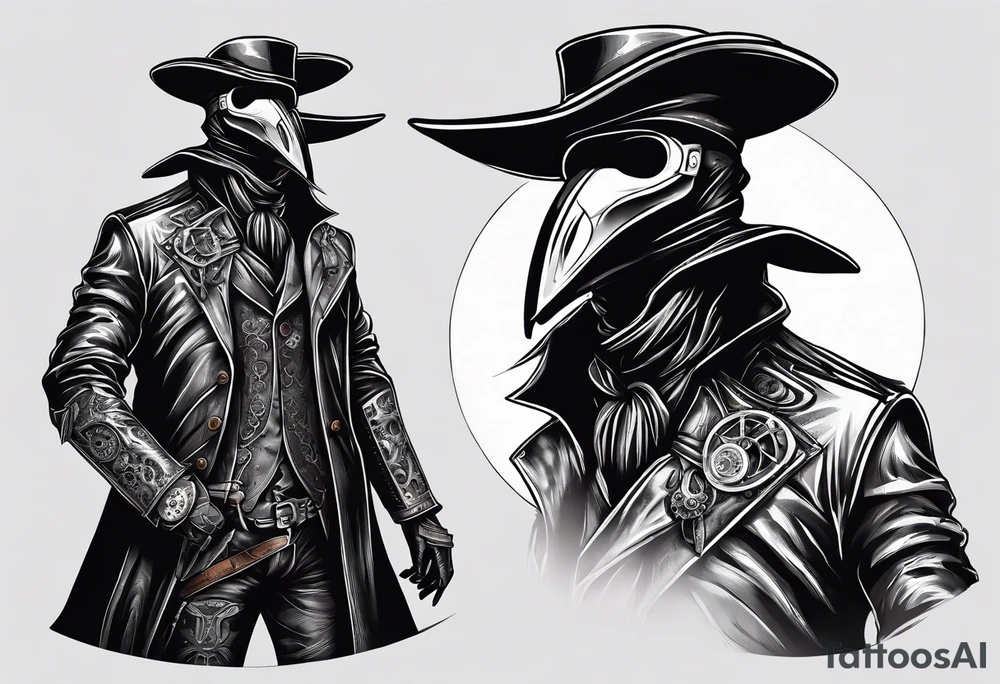 steampunk plague doctor 
3/4 of body tattoo idea