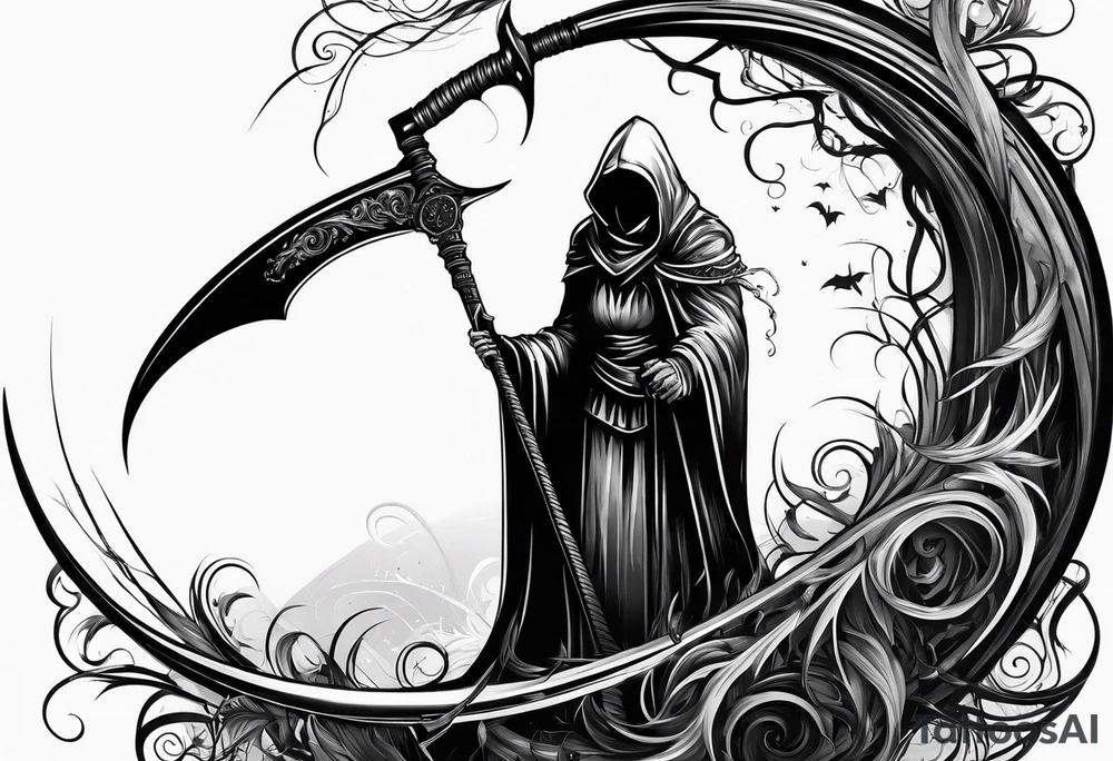 Grim reapers scythe tattoo idea