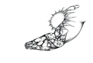 Left arm sleeve. I already have a sun on my deltoid made out of stone. Add theme from the movie never ending story. tattoo idea