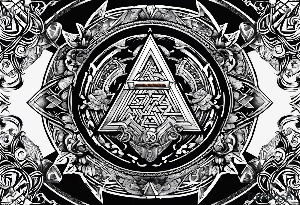 Valhalla  round 
shield axe sword valknut tattoo idea