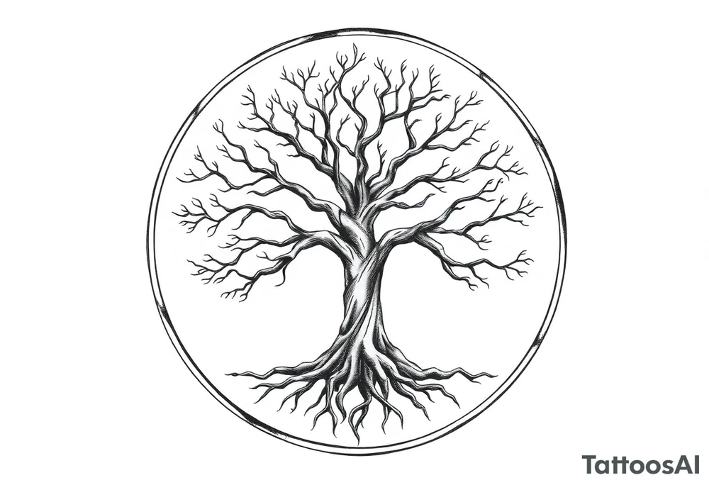 Tree of life in a broken circle tattoo idea