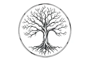 Tree of life in a broken circle tattoo idea