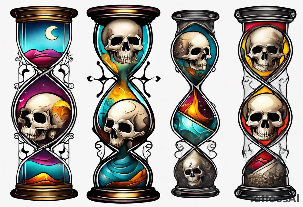 Hourglass with skull tattoo tattoo idea