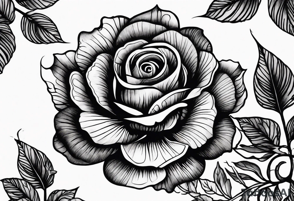 Black rose burning tattoo idea