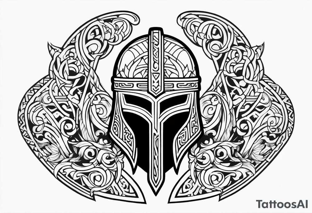 Valhalla viking helmet 
helmet tattoo idea